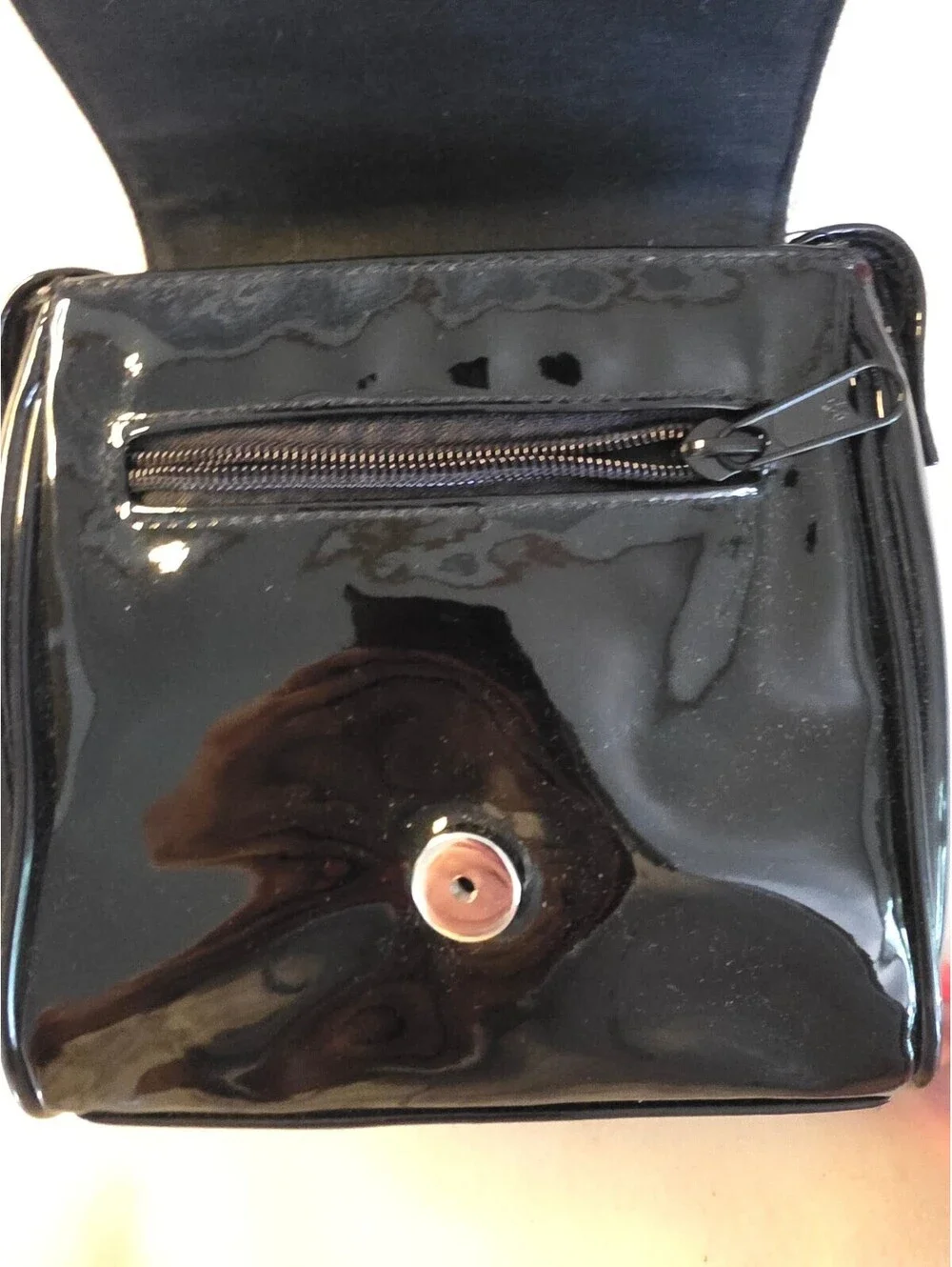 Vintage Maggie Lawrence Black Gold Floral Mini Crossbody Bag Patent 90s